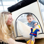 hauck Kinderreisebett Dream N Play Plus mit Transporttasche und Schlupf zum Spielen, Klein Zusammenklappbar, Baby Reisebett Kleinkind ab Geburt bis 15 kg (Beige/Grey)
