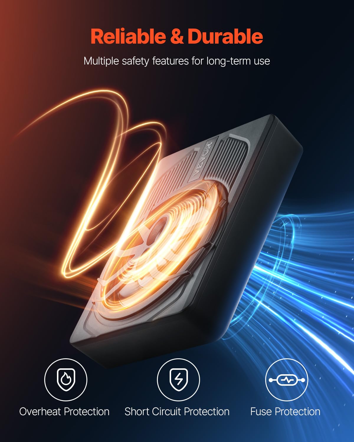 VEVOR Untersitz Auto Subwoofer 440 W 254 mm schlanker Auto Subwoofer unter dem Sitz Subsystem mit eingebautem Verstärker, Hoch-/Niedrigpegel-Eingang und Lautstärkeregler für SUVs Lkws