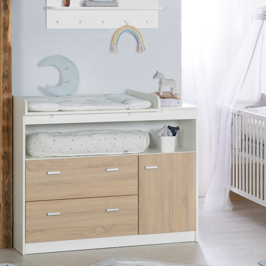 roba Kinderzimmerset 'Gabriella', 2-teilig, enthält Babybett 70x140cm & breite Wickelkommode, bicolor