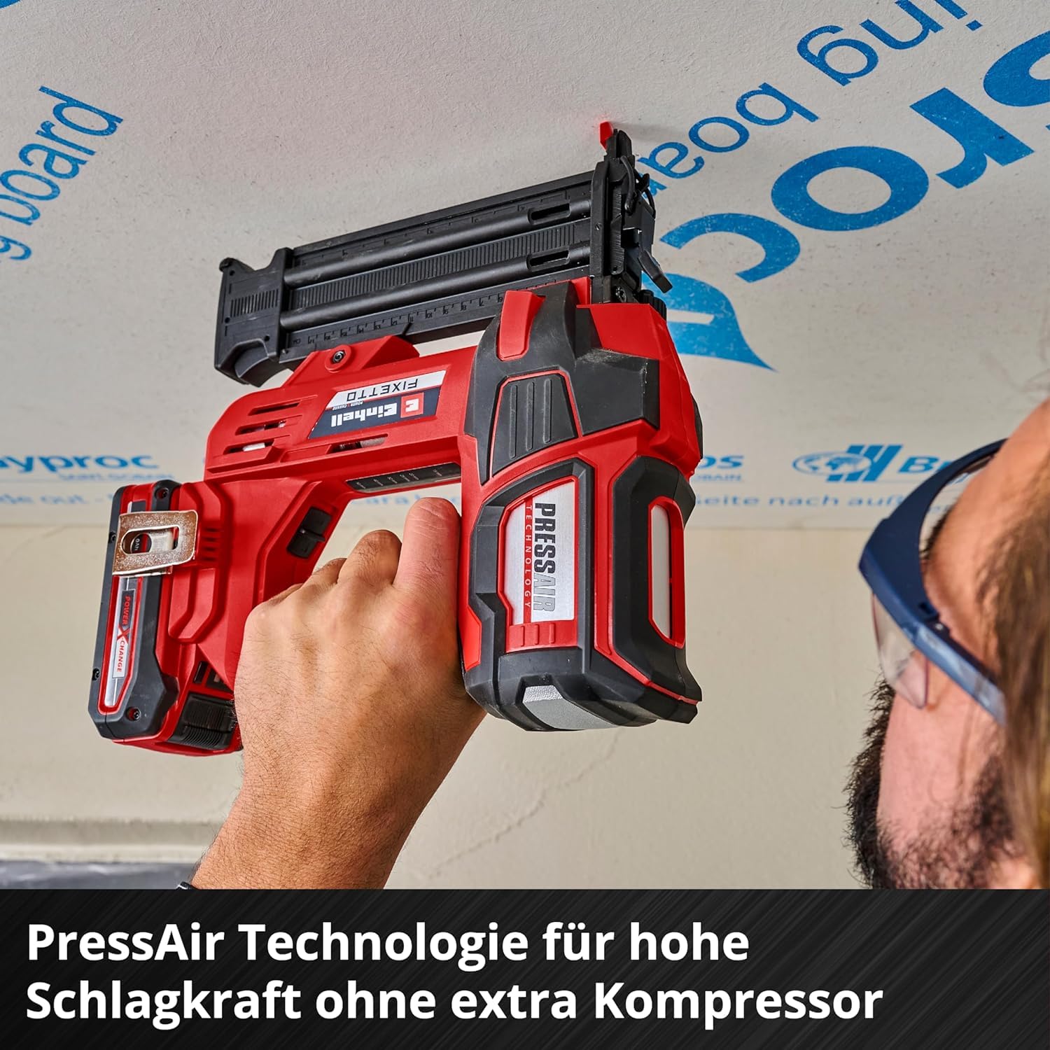 Einhell Professional Akku-Nagler FIXETTO 18/50 N Power X-Change (18V, 60 Schuss/min, max. 50 mm Nagellänge, Tiefeneinstellung, Einzel-/Serienschuss, inkl 500 Nägel, ohne Akku)