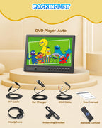 Arafuna 12,5 Zoll DVD Player Auto,1080p Auto Fernseher, DVD Player Auto Kinder Supporte l'entrée USB/TF, HDMI, AV, Non Rechargeable (Grauschwarz)