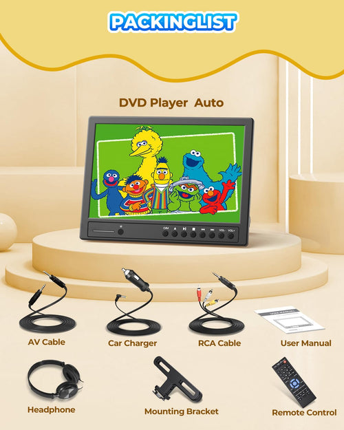 Arafuna 12,5 Zoll DVD Player Auto,1080p Auto Fernseher, DVD Player Auto Kinder Supporte l'entrée USB/TF, HDMI, AV, Non Rechargeable (Grauschwarz)