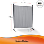 Angerer Stellwand 178 x 178 cm, Sicht- & Sonnenschutz, Raumtrenner, Innen & Outdoor Büro Balkon/Terrasse, Schlafzimmer, Garten, Made in Germany, waschbare Bezüge, Polyacryl hellgrau