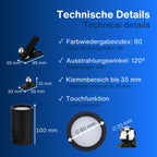 REV LED Wandlampe innen - Wandbeleuchtung mit Akku, 180lm, dimmbar, 360° drehbar, kabellose Leselampe - ideal für Flur, Schlaf- & Wohnzimmer, schwarz