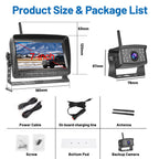 Hikity Kabellos Digital AHD Rückfahrkamera Set mit 7‘’ Split-Screen Monitor IPS Bildschirm & IP66 wasserdichte 18IR Nachtsicht Auto Rückfahrkamera, 12-36V für Auto LKW Wohnmobil Anhänger Van