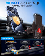 VANMASS 2025【True Militär-Klasse】 Handyhalterung Auto【Upgrade Super Saugnapf & Clip 】 4 in 1 Handy Halterung Auto Handyhalter Armaturenbrett Scheibe Lüftung Zubehör Kohlefaser Blue