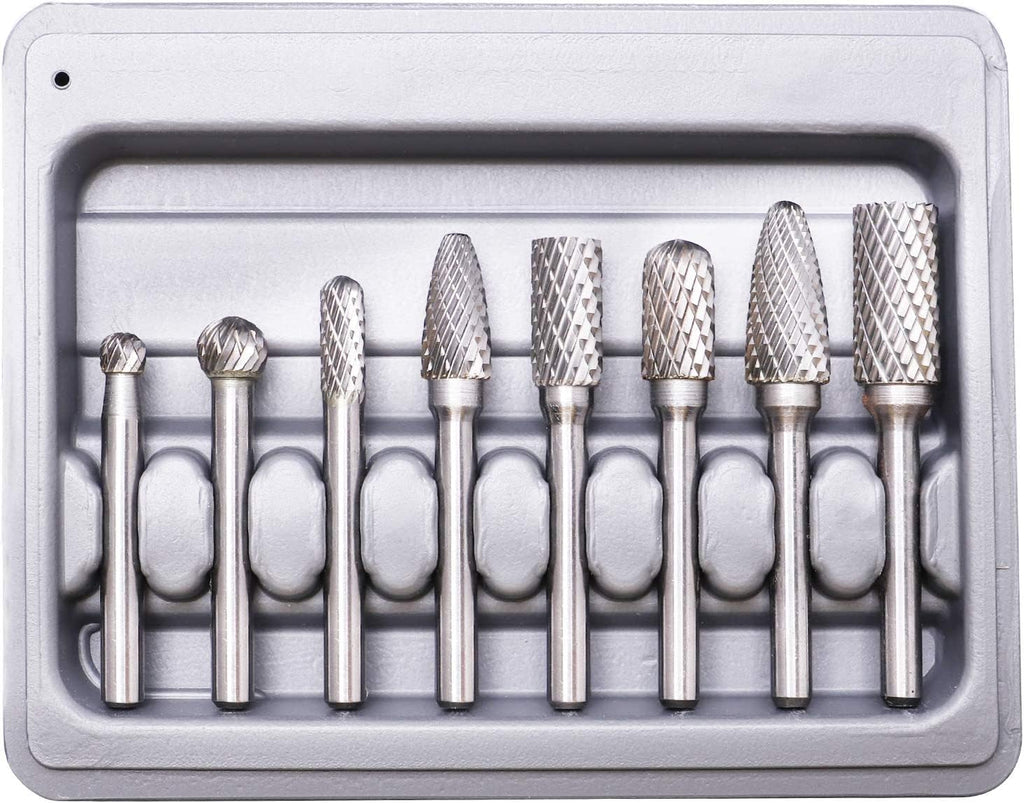 Wolframstahl Fräser, SPTA 8-Teilig Frässtifte 6mm Schaft Bit zum Holz Metall Marmor schnitzen, schleifen, gravieren usw, Bohren Tools, geeignet für Bohrmaschine, Multifunktionswerkzeug -CTBSET