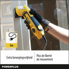 Powerplus Delta-Schleifer POWX0490-300 W Dreieck Schleifmaschine - 3 dreieckige Schleifpapierblätter und Vakuumadapter - Schleifen Holz & Keramik - Trockenbau Wand Dreieckschleifer
