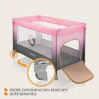 Lionelo Stefi Baby Kinderbett, Reisebett ab Geburt bis 15 kg, Seiteneingang, Sicherungssystem LockGuard, Blockade der Räder, Tragetasche, zusammenklappbar