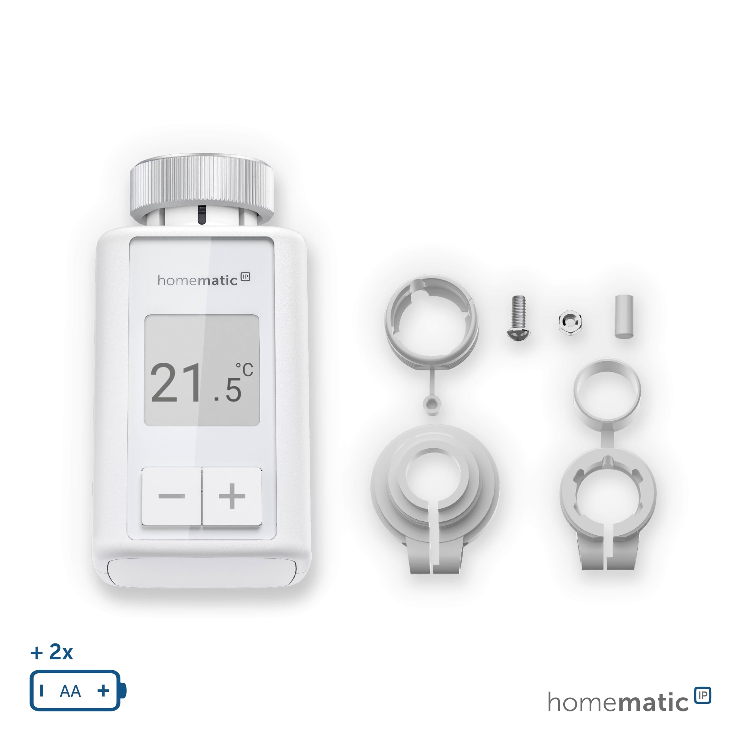Homematic IP Smart Home Heizkörperthermostat – Flex, digitaler Thermostat Heizung, Steuerung per App, Alexa, Google Assistant, einfache Installation, Energie sparen, 160230A0