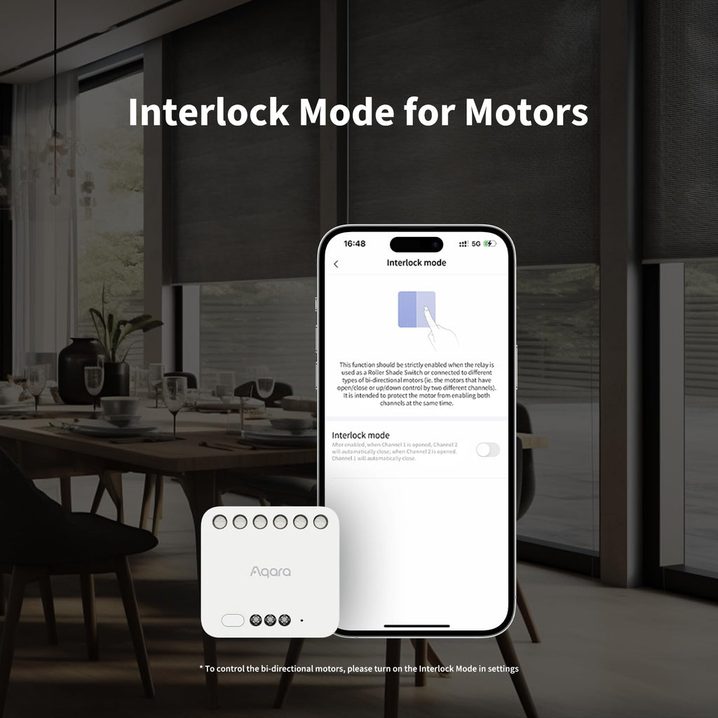 Aqara Dual Relais Modul T2, Rolladensteuerung Lichtschalter, Erfordert Aqara Zigbee 3.0 HUB, Trockenen Knoten Modus für Garagentore Heizkessel, Unterstützt Homekit,Google, Alexa, Matter over Bridge
