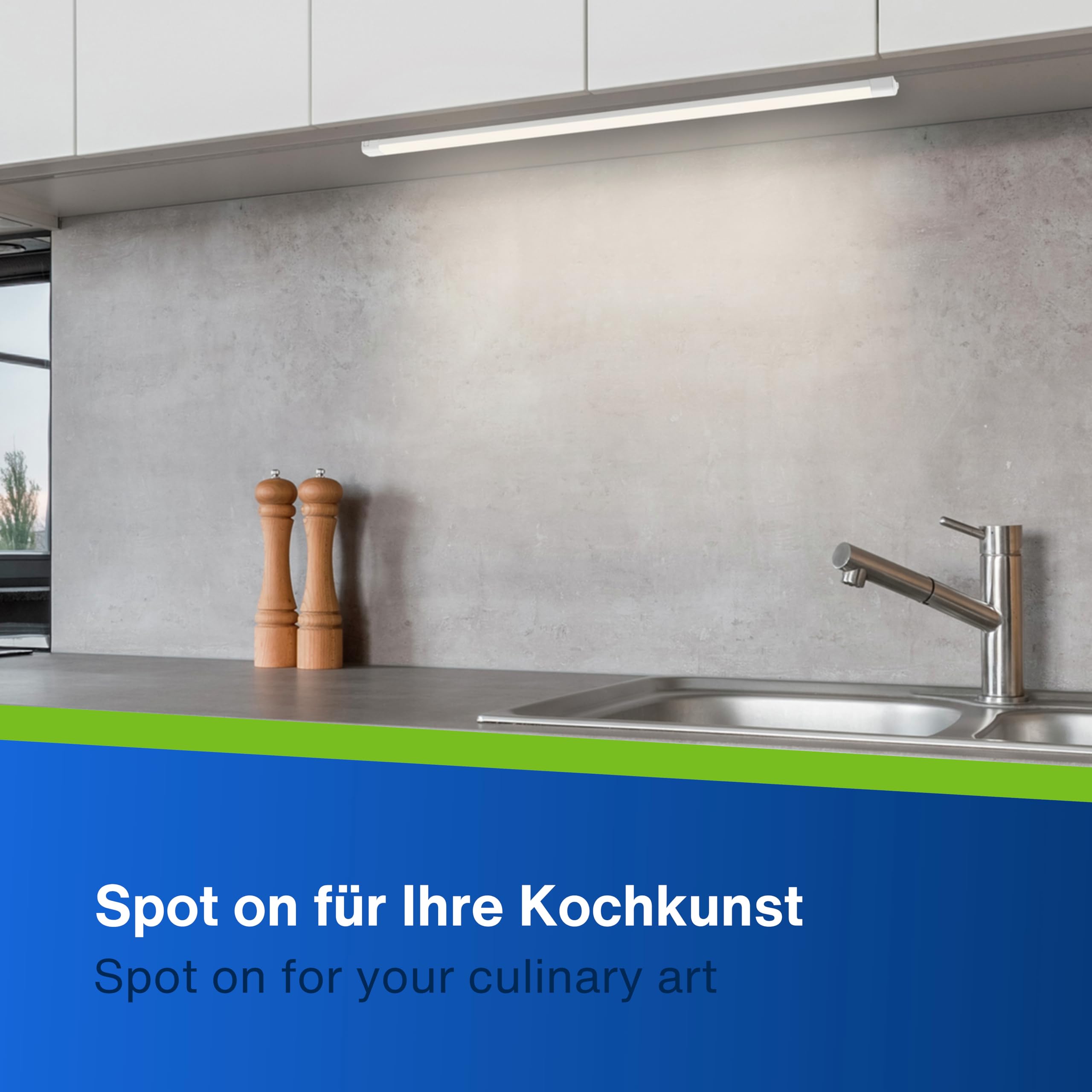 REV Unterbauleuchte Küche LED V600 - Schrankbeleuchtung 60cm, 20.000h, LED Leiste 8W, 600lm, 3000K, weiß