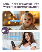 Comfyer 4 Split-Screen Smart Babyphone mit 2K Kamera, 5" HD Display WLAN Kamera Video Babyphone, IR-Nachtsicht, Automatische Verfolgung, Temp Anzeige, Bewegungs/Geräuscherkennung, App Steuern 5050mAh