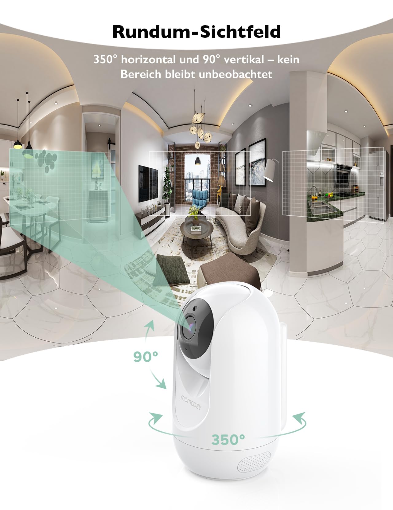 Momcozy Babyphone mit Kamera 5 Zoll 1080P HD-Video Babyphone ohne WLAN mit Kamera und Audio 5000 mAh Akku Babyphone, IR-Nachtsicht Weitwinkelobjektiv 2-Wege-Audio Vox-Modus 960 Fuß Reichweite