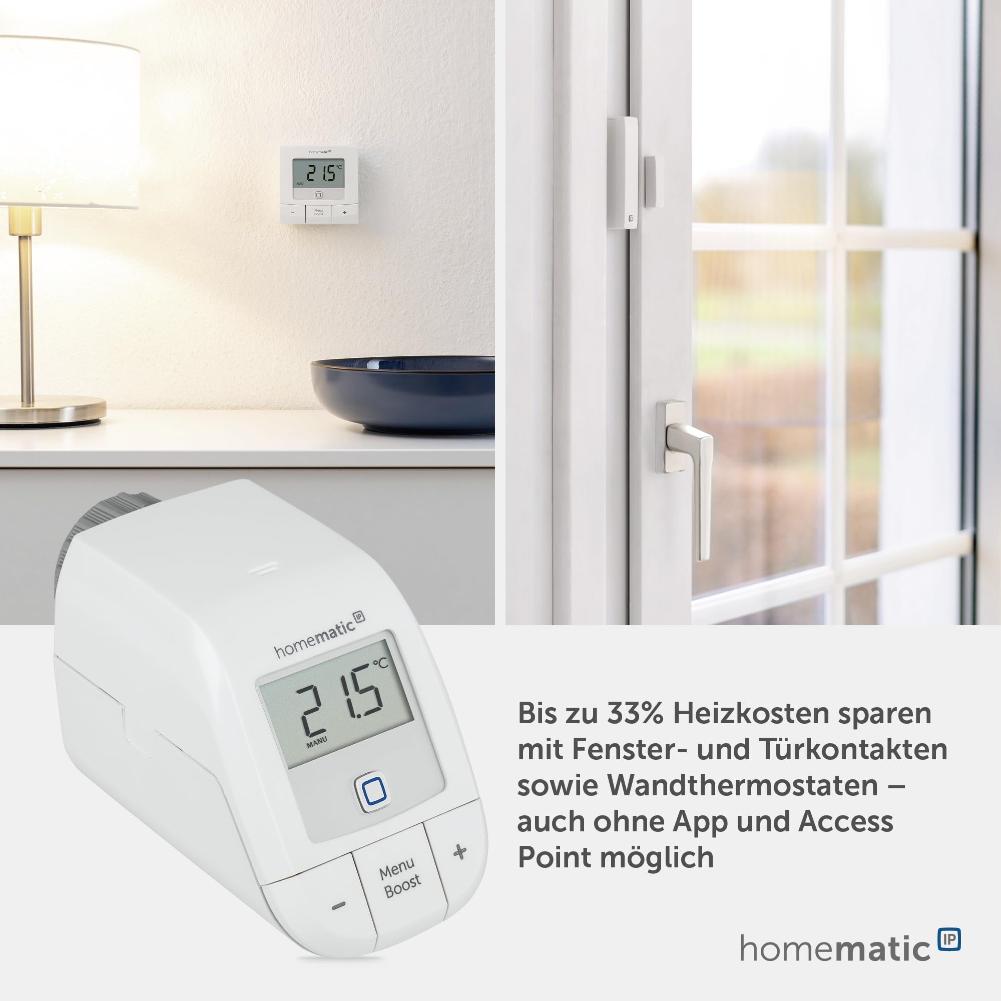 Homematic IP Erweiterungsset Heizen – Basic, Smart Home, 3X digitaler Thermostat Heizung, Steuerung per App, Alexa, Google Assistant, einfache Installation, Energie sparen, 161216A1