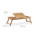 Relaxdays Laptoptisch Bambus XL, ideale Belüftung, höhenverstellbar, 5 Neigungswinkel, Lapdesk mit Schubfach, Natur