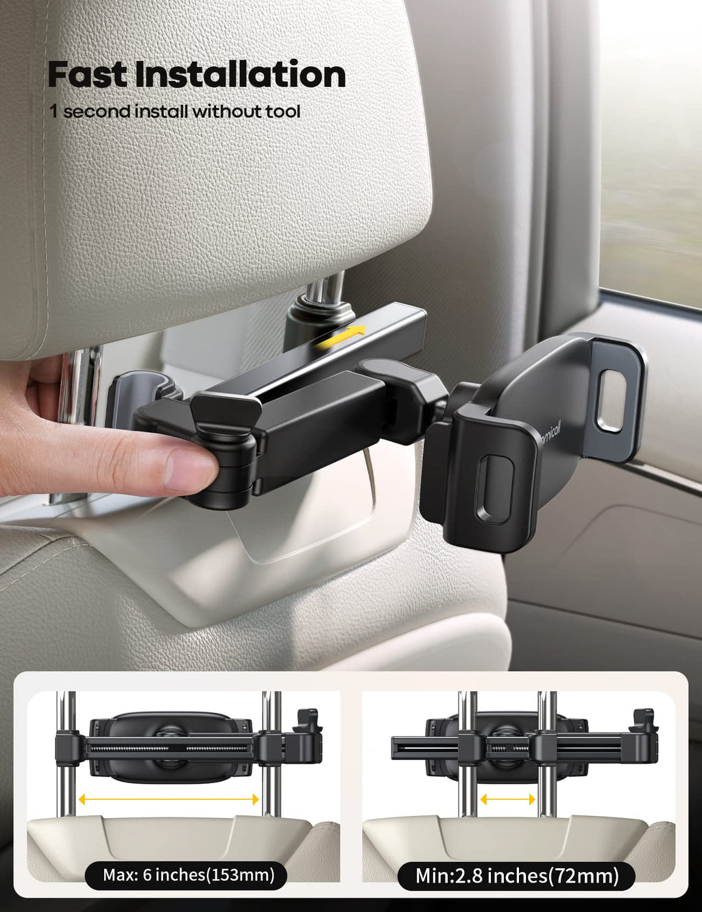 Lamicall Tablet Halterung Auto, Tablethalterungen Auto - Ausziehbar KFZ Tablet Halter Kopfstütze, Universal Tablet Kopfstützenhalter für iPad, für Switch, Samsung Tab, Smartphone & 4,7-11 Zoll Geräte