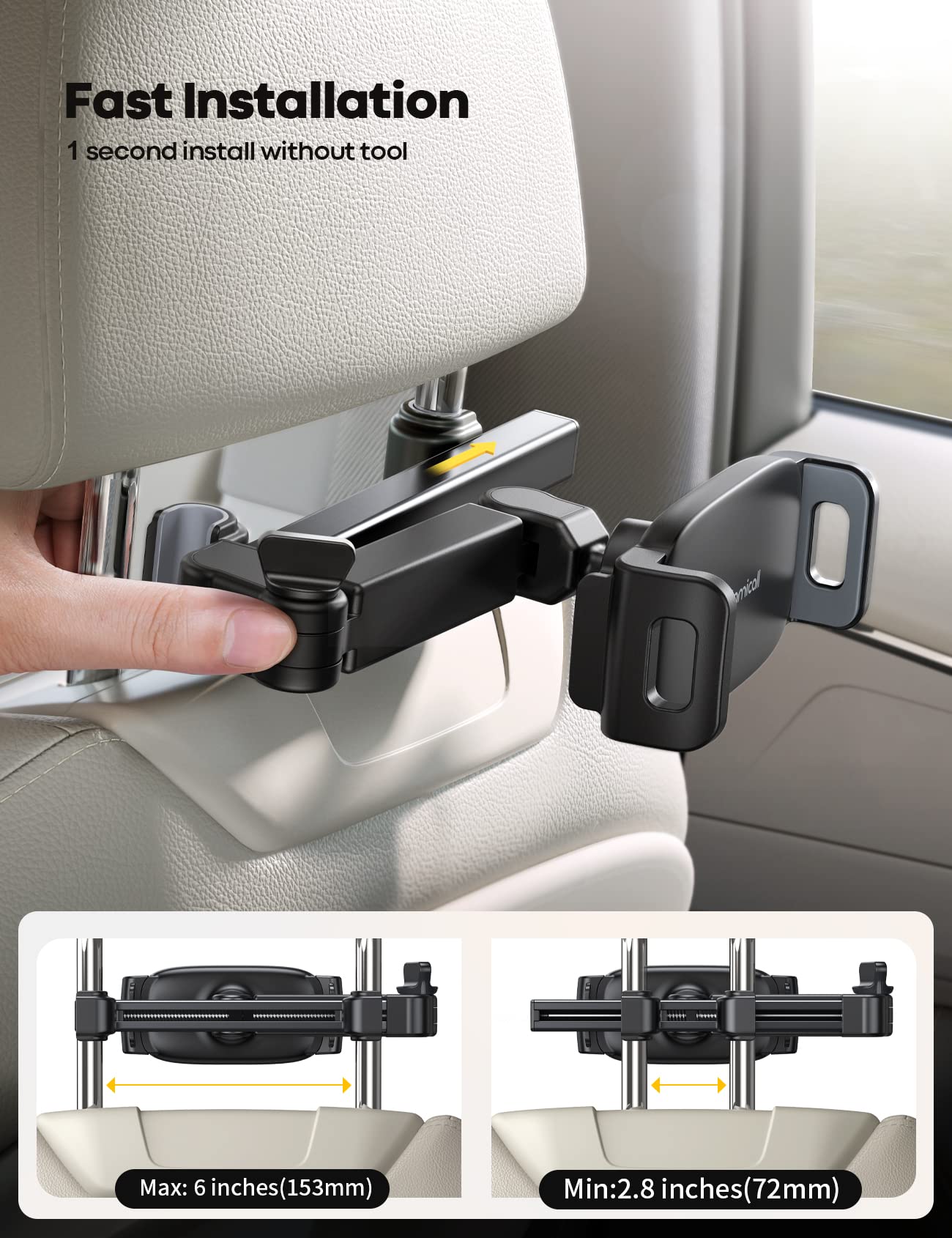 Lamicall Tablet Halterung Auto, Tablethalterungen Auto - Ausziehbar KFZ Tablet Halter Kopfstütze, Universal Tablet Kopfstützenhalter für iPad, für Switch, Samsung Tab, Smartphone & 4,7-11 Zoll Geräte