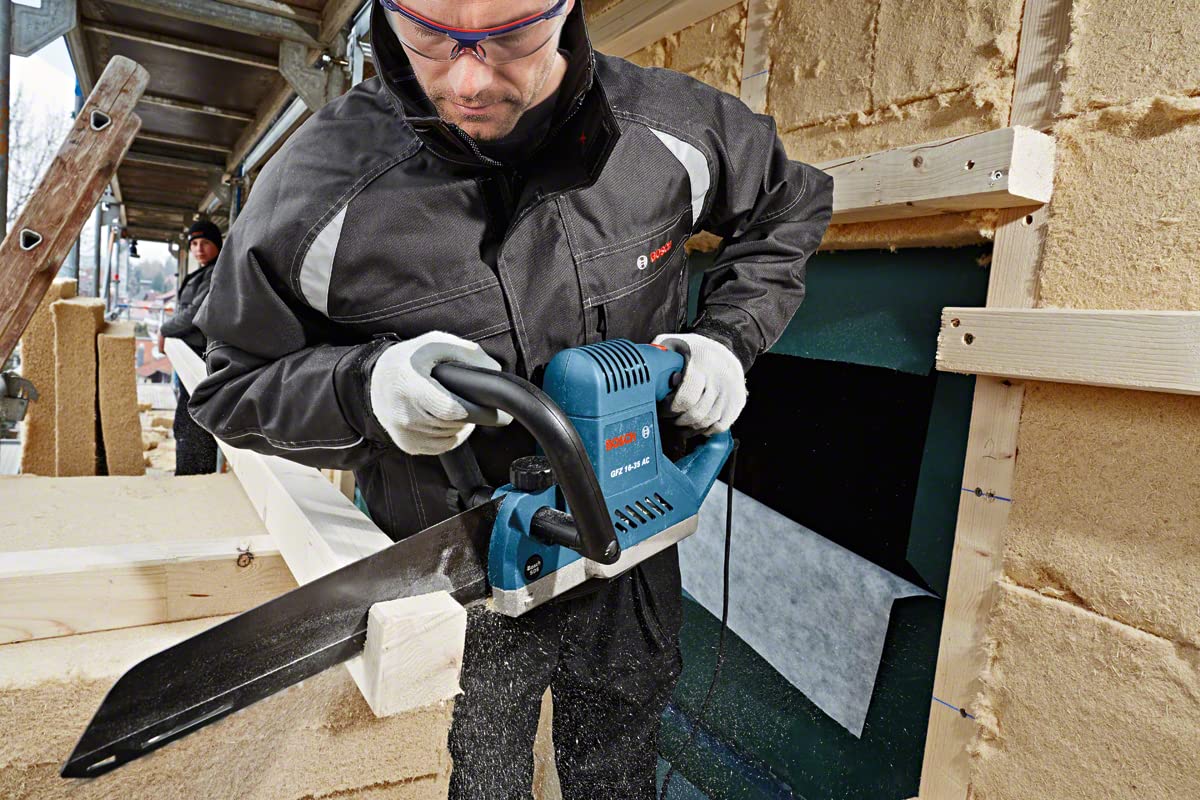 Bosch Professional ELECTRICO GFZ 16-35 AC (inkl. Absaugadapter, 2x Sägeblatt TF 350 NHM für Universalsäge für Porenbeton, 2x Sägeblatt TF 350 M für Universalsäge für Holz + Kunststoff, Schneider)