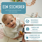 HuBorns - Spielmatte Baby Faltbar 200x180 cm und Wendbar, Krabbelmatte Baby Schadstofffrei mit CE Zertifikat, Play Mat XXL Gepolstert, Spielmatte Rutschfest und Wasserdicht (Weltkarte)