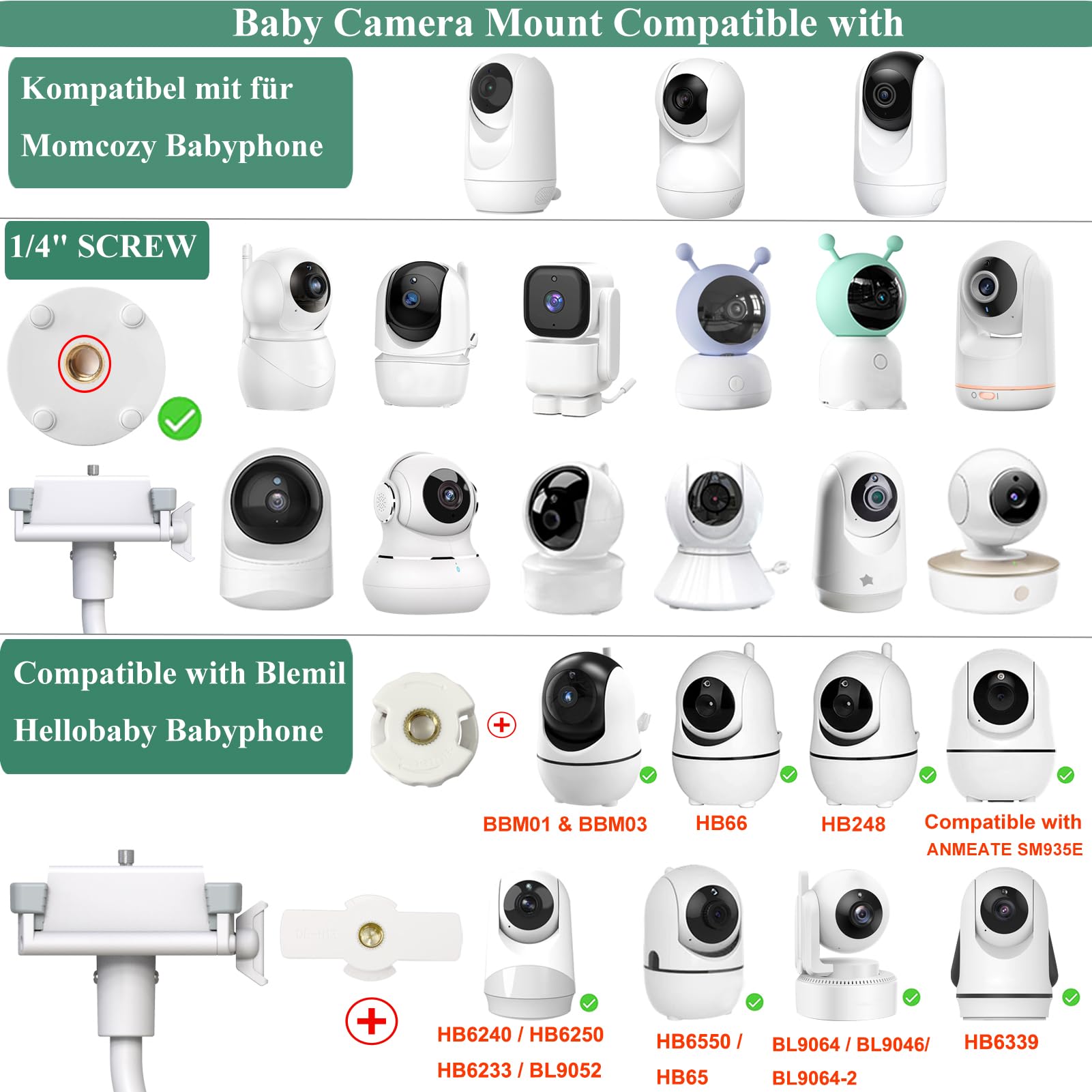 Derebir Babyphone Halterung Kamera Halterung Halter Baby Kamera Handyhalter Kompatibel für Philips Avent/Momcozy/GHB/Hellobaby/Blemil /jeeber-VB805PR Babyphone die meisten Babyphone