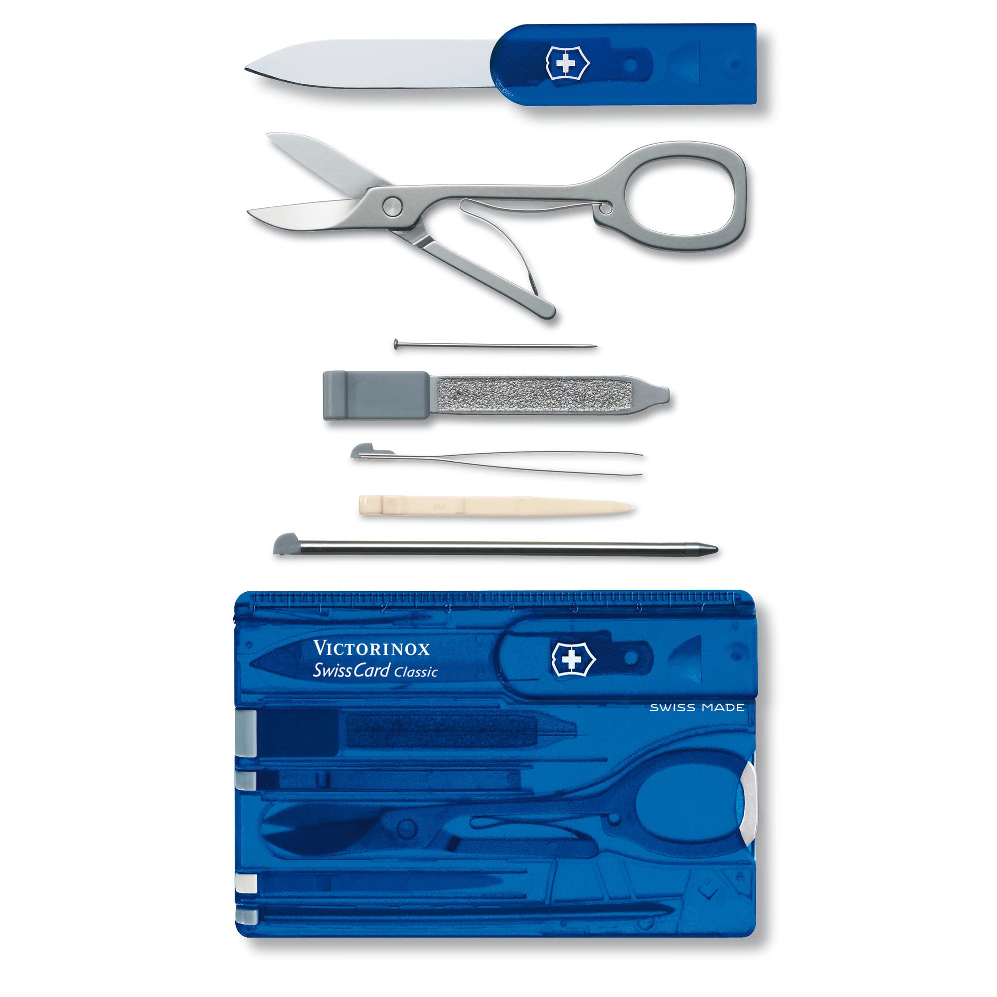 Victorinox Multitool Card, Swiss Card Classic, Taschenmesser in Kreditkartenformat, Multitool-Werkzeug, 10 Funktionen, Spitzklinge, Schere