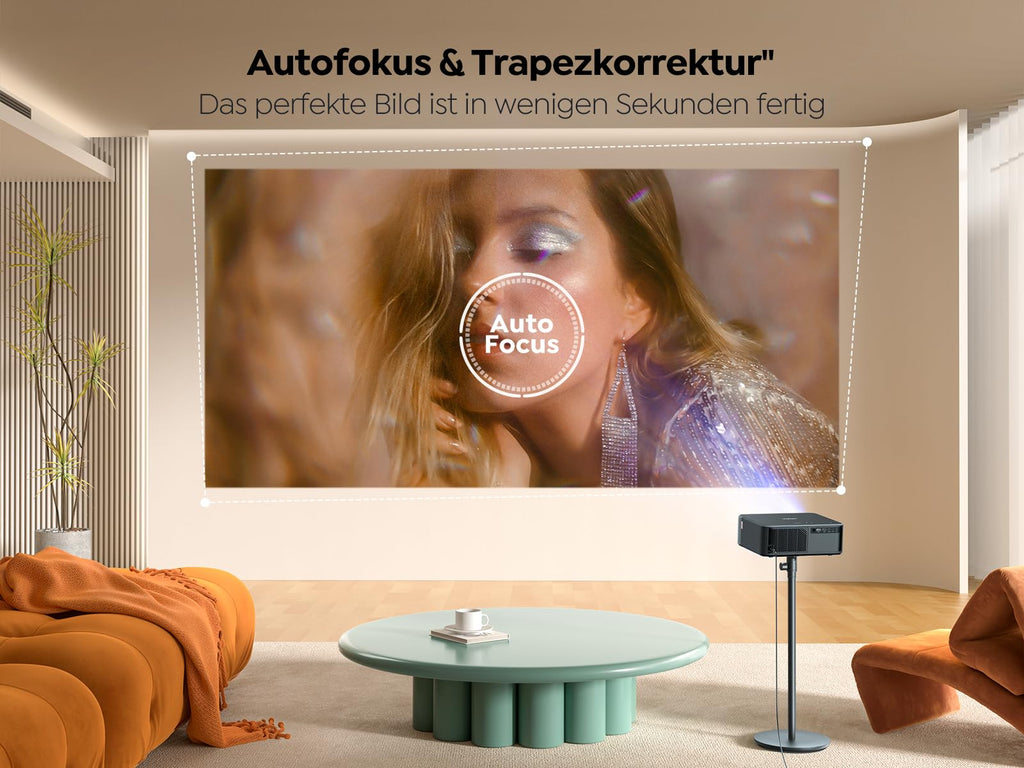 Beamer 4K mit Android TV 11.0, Sound by JBL, Dolby Audio, NFC, Autofokus, Auto Trapezkorrektur, WiFi6, Bluetooth, YABER K2s 1080P Full HD Beamer Heimkino Outdoor 300" Display Video Projektor
