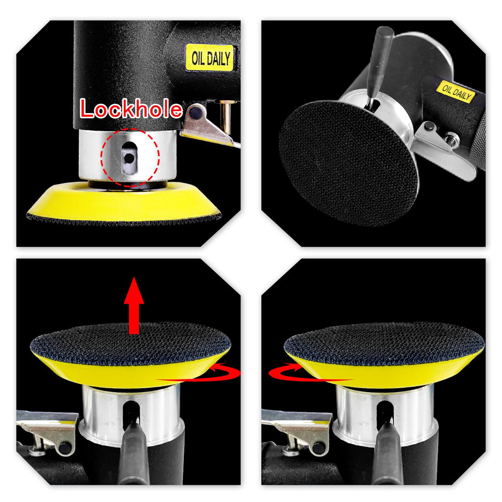 Mini Poliermaschine,druckluft Polierer 25mm 50mm 80mm Exzenter Schleifer Druckluft Winkelschleifer Poliermaschin/polierer Mit 24tlg Polierschwämme Polierpad Polierschleifmaschine Set für Auto