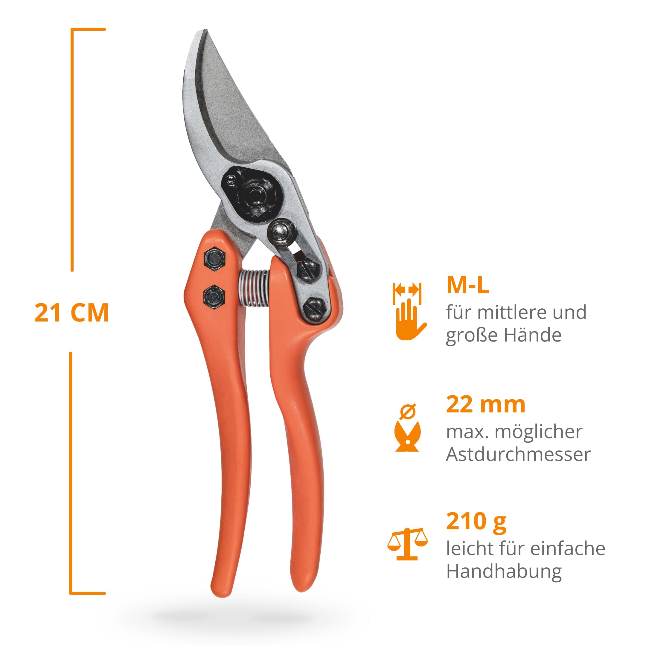 Original LÖWE 11 Profi Gartenschere Bypass Schere 11.107 mit antihaftbeschichteten Stahlklingen - leichte und scharfe Baumschere zweischneidig ideal für präzisen Schnitt an Blumen Zweige Obstbaum