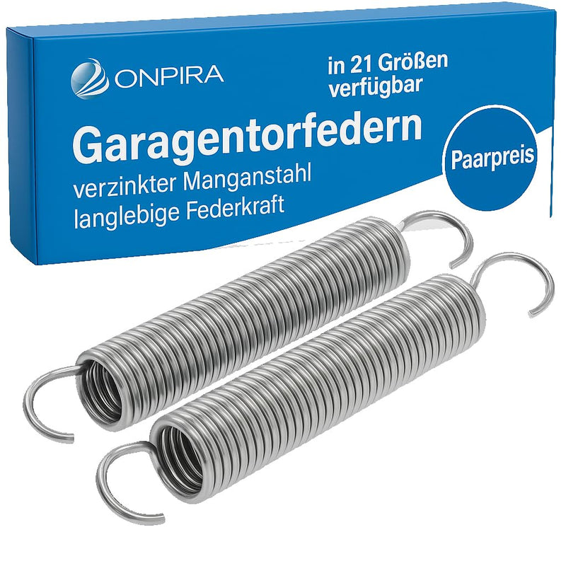 Onpira® 2x Universal Garagentor Feder in 21 Größen verzinkt in Erstausrüster Qualität! zur Auswahl Garagentorfedern Garage Zugfeder (375x48x5,3mm / Zugkraft: 100kg)