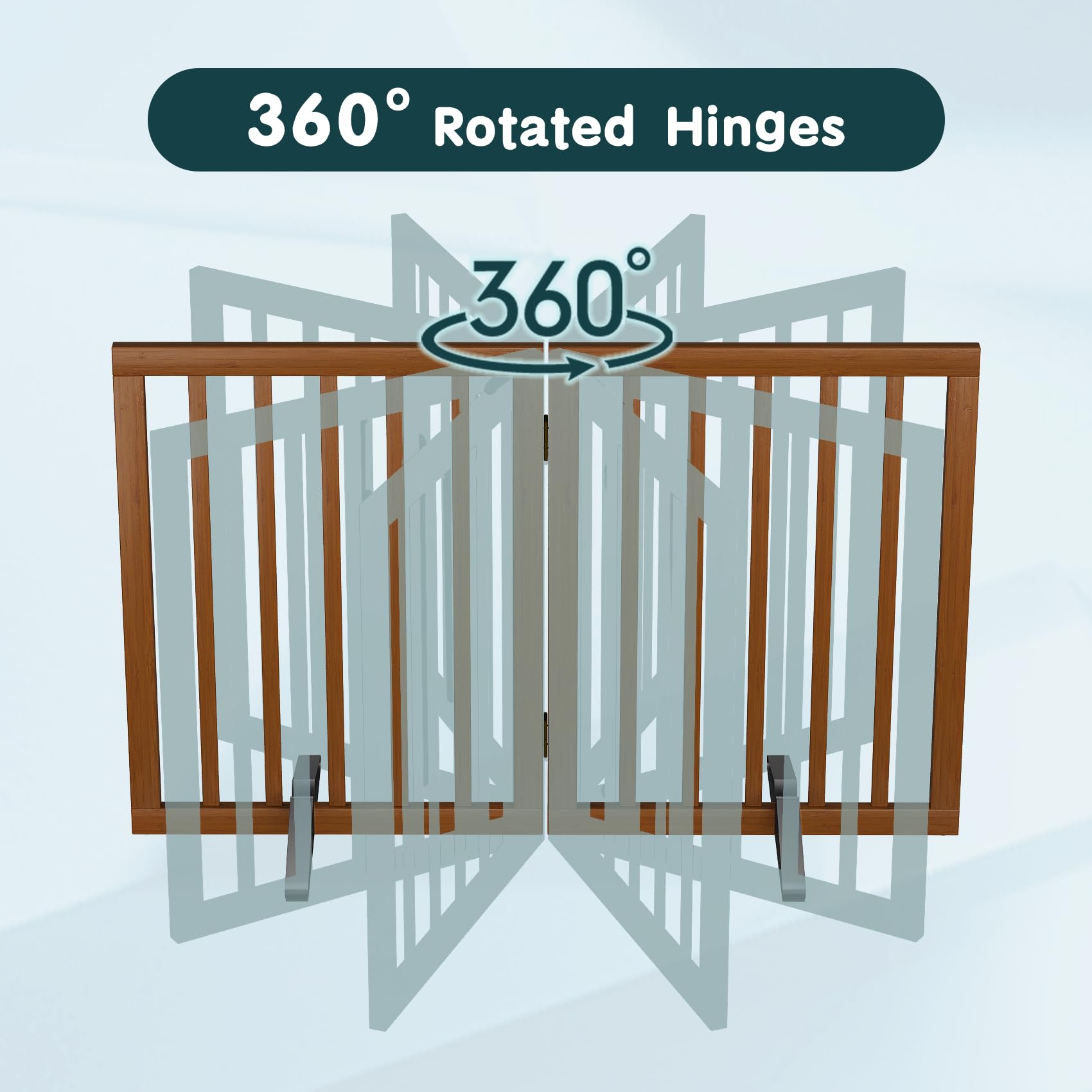 Semiocthome Freistehendes Haustiergitter mit 2 Ständern, Bambus-Hundegitter für Türen, Hundegitter für das Haus, Welpengitter für Treppen, Faltbarer Sicherheitszaun, 61 cm Höhe, 2 Paneele, komplett