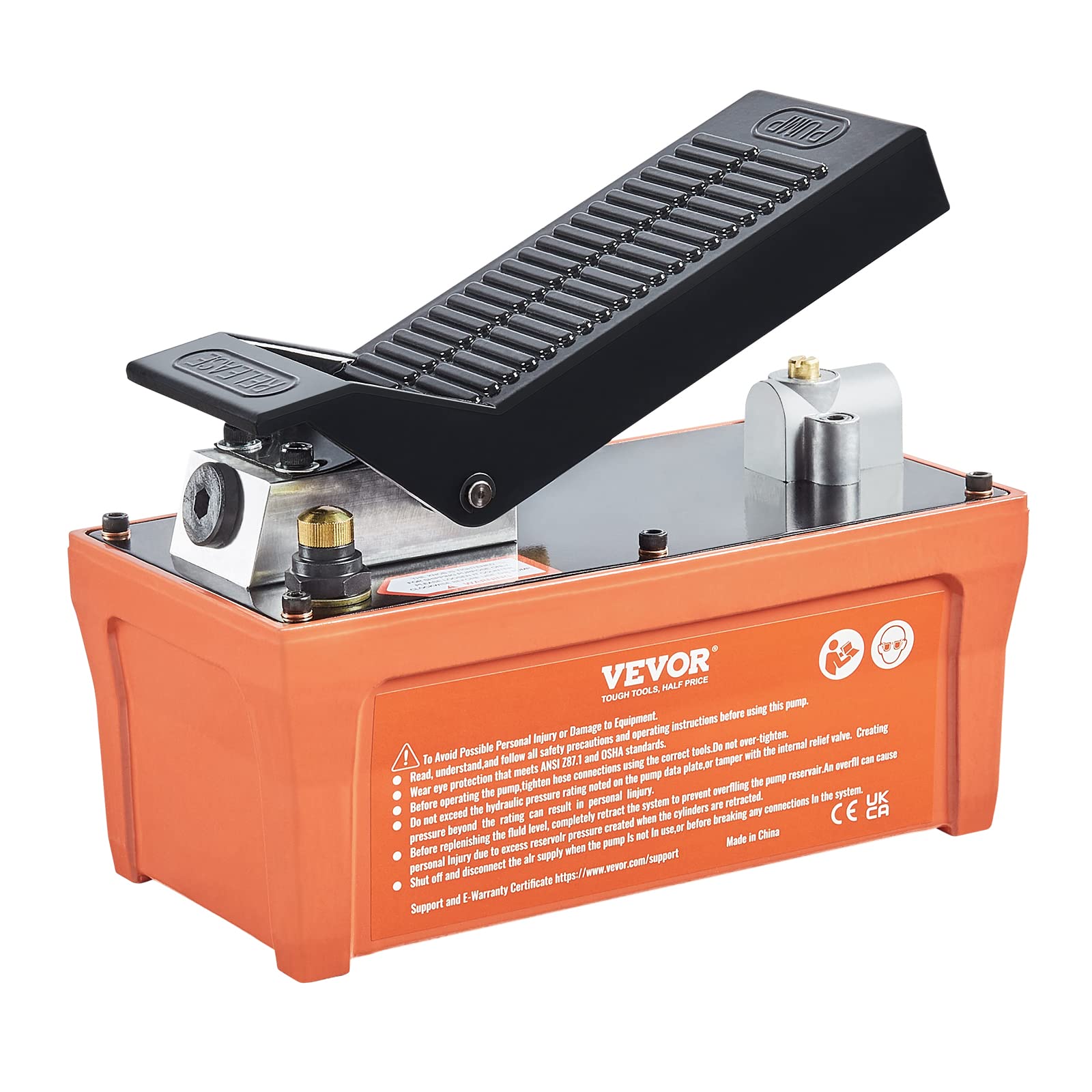 VEVOR 1,6L Lufthydraulische Pumpe 700bar Hydraulikpumpe 0,8L/min (ohne Last) 0,16L/min (Belastung) Hydraulische Fußpumpe mit 2m Schlauch Luft Fußpumpe Fußbestätig inkl. Lufteinlass-Adapter PTFE-Band