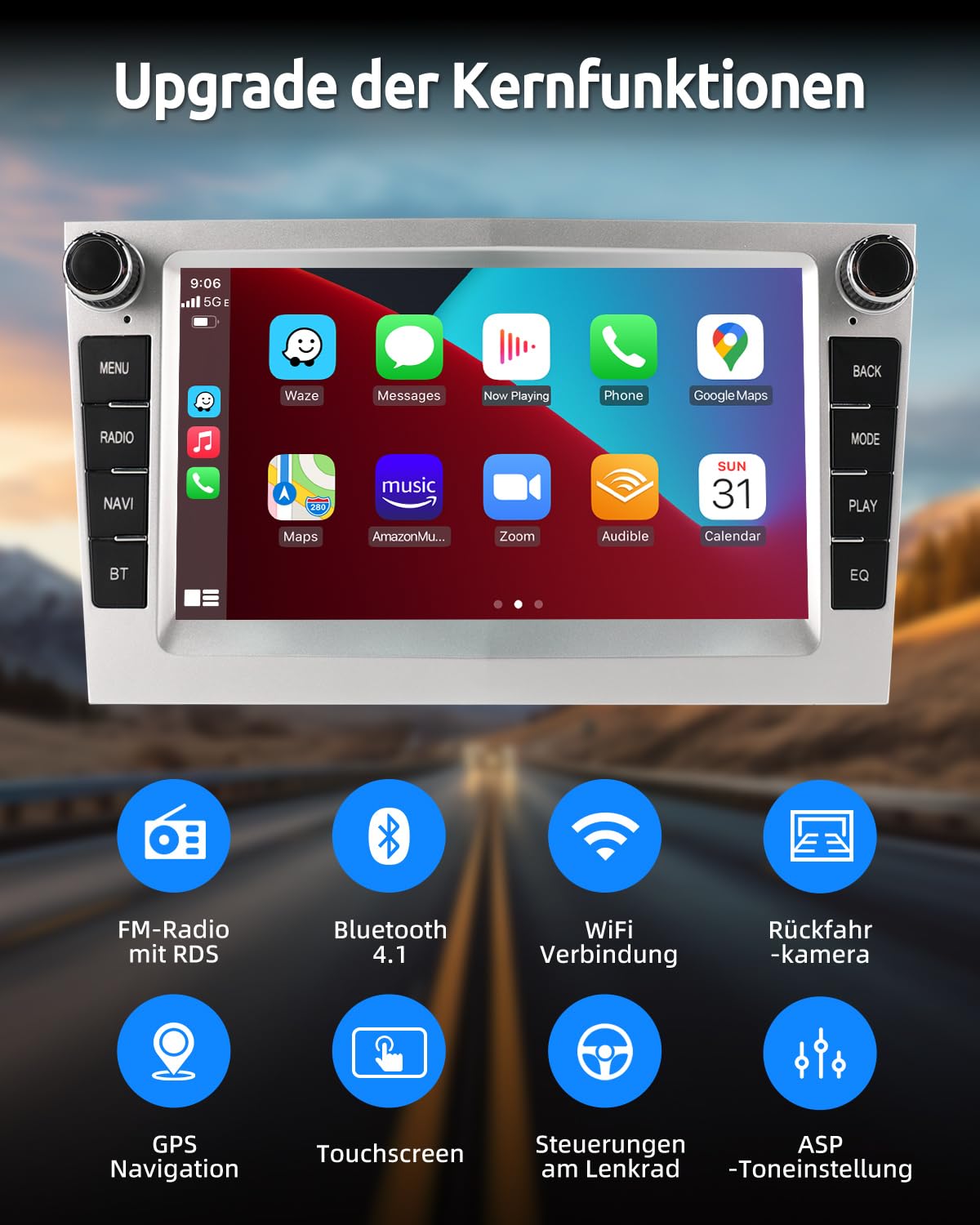 ESSGOO 4+64G Drahtloses Carplay und Android Auto Autoradio Für Vauxhall Opel Corsa C/D Zafira B Astra H Zafira b Meriva Vivaro Signum Combo mit 7 Zoll Touchscreen Bluetooth FM RDS GPS WiFi Silber
