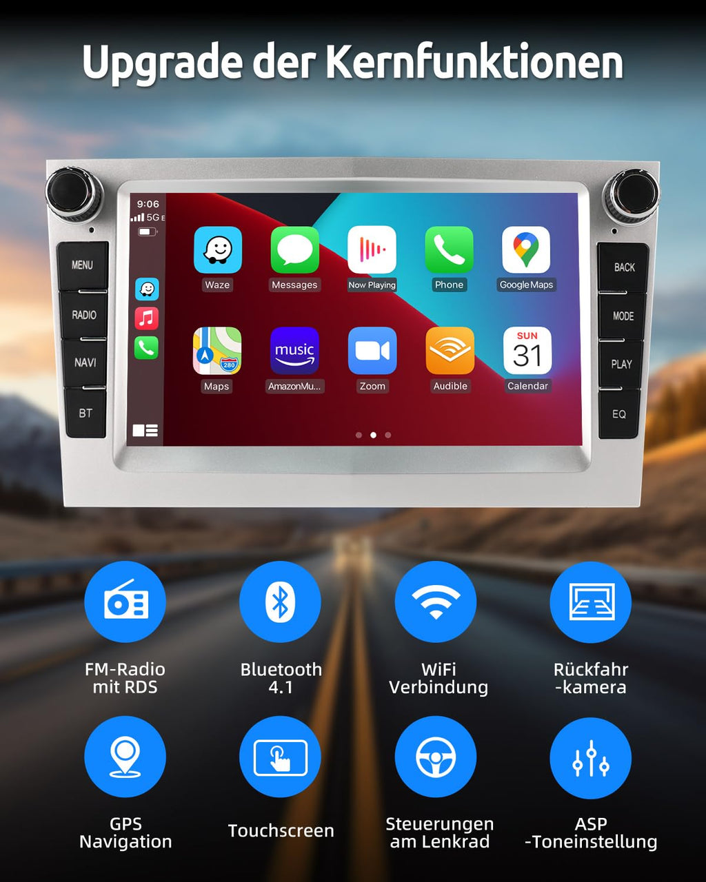ESSGOO 1+32G Drahtloses Carplay und Android Auto Autoradio Für Vauxhall Opel Corsa C/D Zafira B Astra H Zafira b Meriva Vivaro Signum Combo mit 7 Zoll Touchscreen Bluetooth FM RDS GPS WiFi Silber