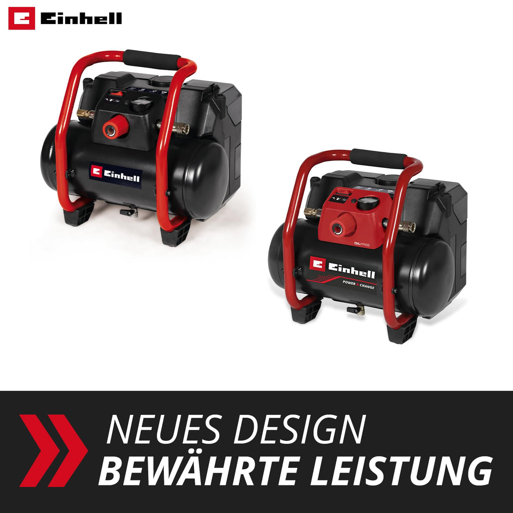 Einhell Akku-Kompressor TE-AC 36/150 Li OF-Solo Power X-Change (36 V, max. 8 bar, 6 l Tank, 150 l/min Ansaugleistung, Manometer, ölfrei, ohne Akku)