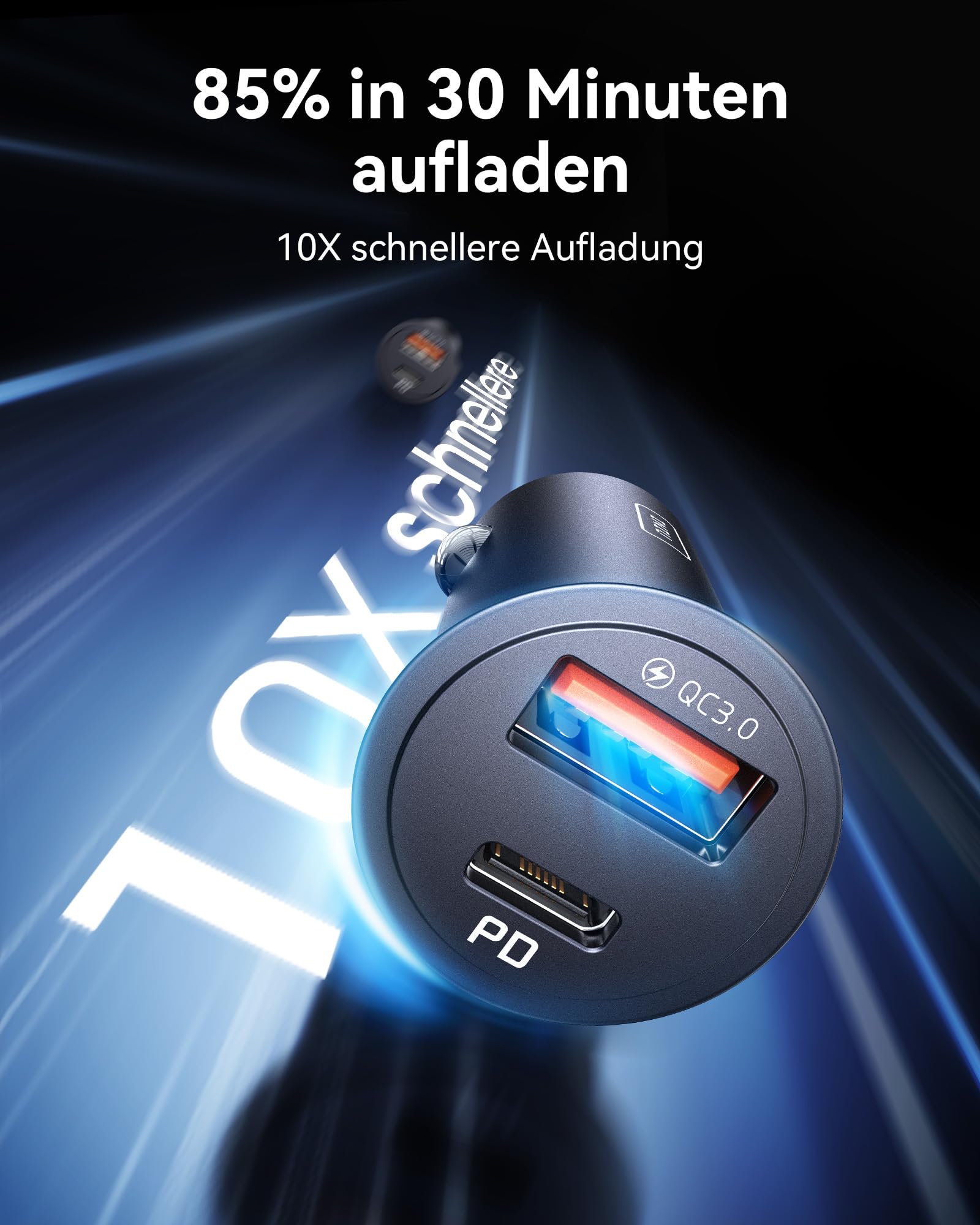 INIU Zigarettenanzünder, 12V USB C Adapter 60W Auto PD & QC 3.0 Kfz Ladegerät, Auto Ladegerät Adapter USB Zigarettenanzünder Verteiler Steckdose mit iPhone 16 15 14 13 Pro Max iPad Samsung S24 S23