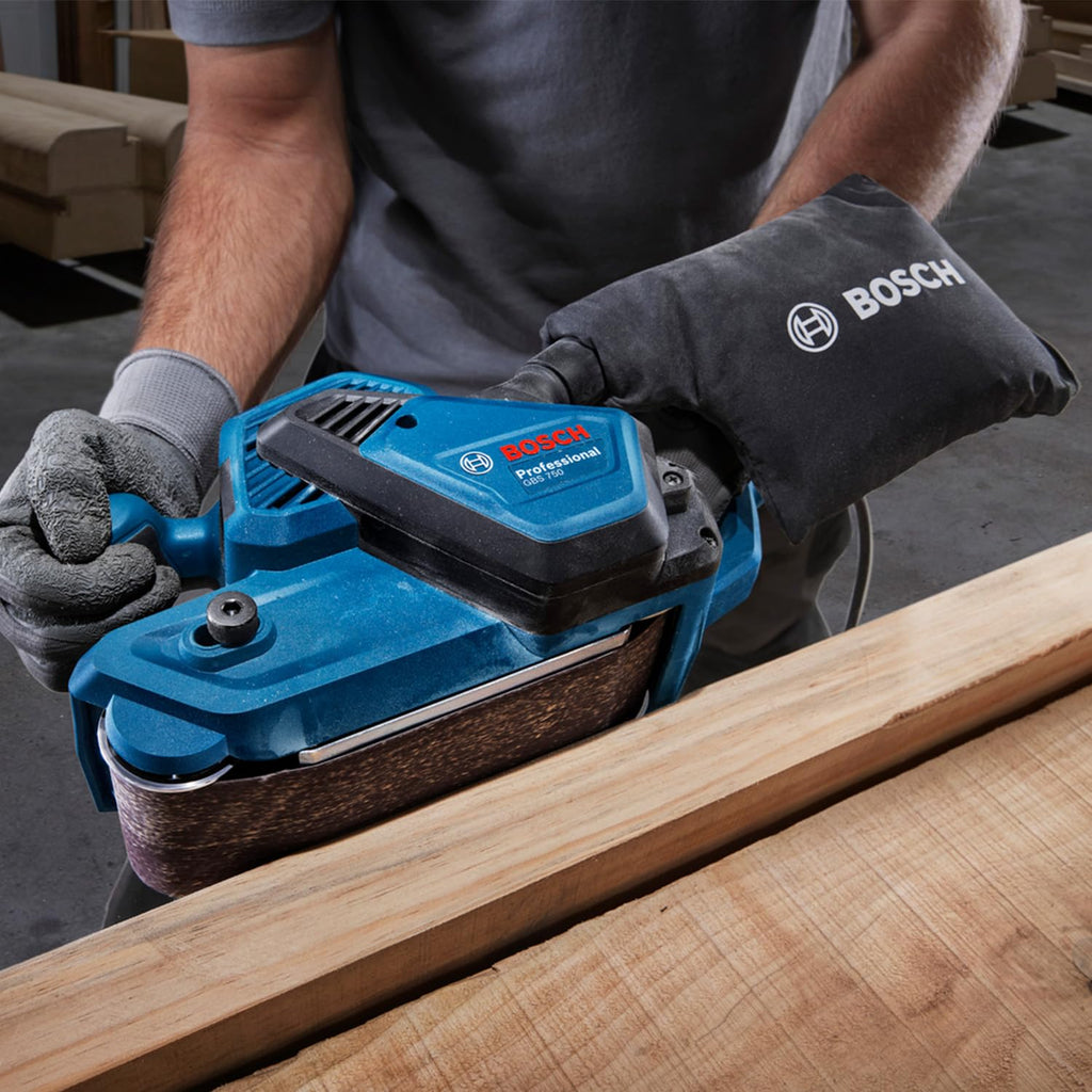 Bosch Professional Bandschleifer GBS 750 (850-W-Motor, inkl. Textilschleifband, Staubbeutel)