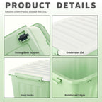 Cetomo 55L*4 Aufbewahrungsboxen, Rillen-verstärkte Kunststoffboxen mit Rollen & Deckeln, Stapelbare Aufbewahrungskiste, Ordnungsboxen für Zuhause und Büro, PP, Grün, 55L (4er Pack)