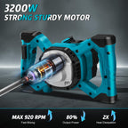 Akku Farbmörtelrührer Kompatibel mit Makita 18V Batterie, 3200W Rührwerk Mörtelrührer Zementrührer mit 2x2600mAh Akkus, 6-Gang, Brushless Farb-Mörtelrührer für Zement, Beton und Farbe