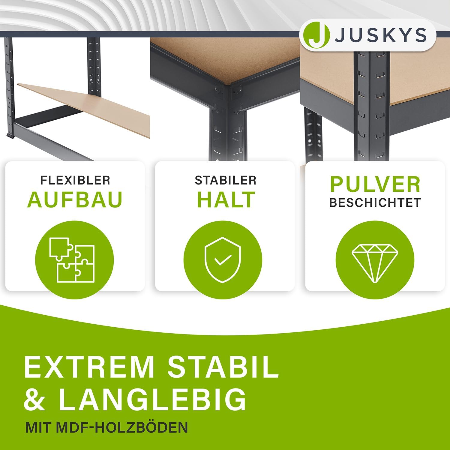 Juskys 2er-Set Lagerregal Easy 2X 160x80x40cm (HxBxT) - 640kg Traglast - 8 Böden - Metall Schwerlastregal Kellerregal Steckregal Regal Regalsystem Metallregal Grau