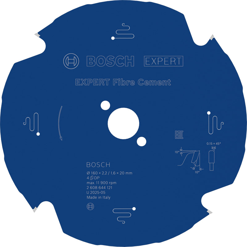 Bosch 1x EXPERT Fibre Cement Kreissägeblatt für Handkreissägen (für Faserzementplatten, Ø mm, Professional Zubehör kabelgebundene Handkreissägen)