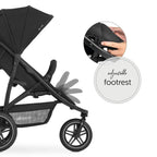 hauck Rapid 3R, Schwarz - Dreirad Kinderbuggy mit Gummireifen, Federung und Liegeposition ab Geburt bis 22 kg, UV Schutz 50+, Zusammenklappbar, Höhenverstellbarer Schieber mit Becherhalter