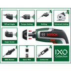 Bosch Akkuschrauber IXO (7. Generation; 3,6V; 2,0Ah; 5,5Nm; mit Mikro-USB-Kabel; schraubt bis zu 190 Schrauben; in Aufbewahrungsbox)