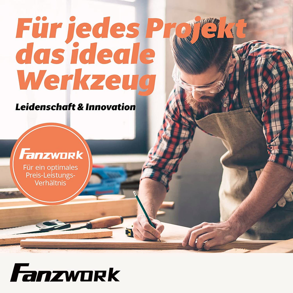 FANZWORK Betonschleifer Betonfräse Sanierungsfräse Set mit Diamantschleiftopf und Absaughaube, mit Drehzahlregelung (1500W/125mm+)