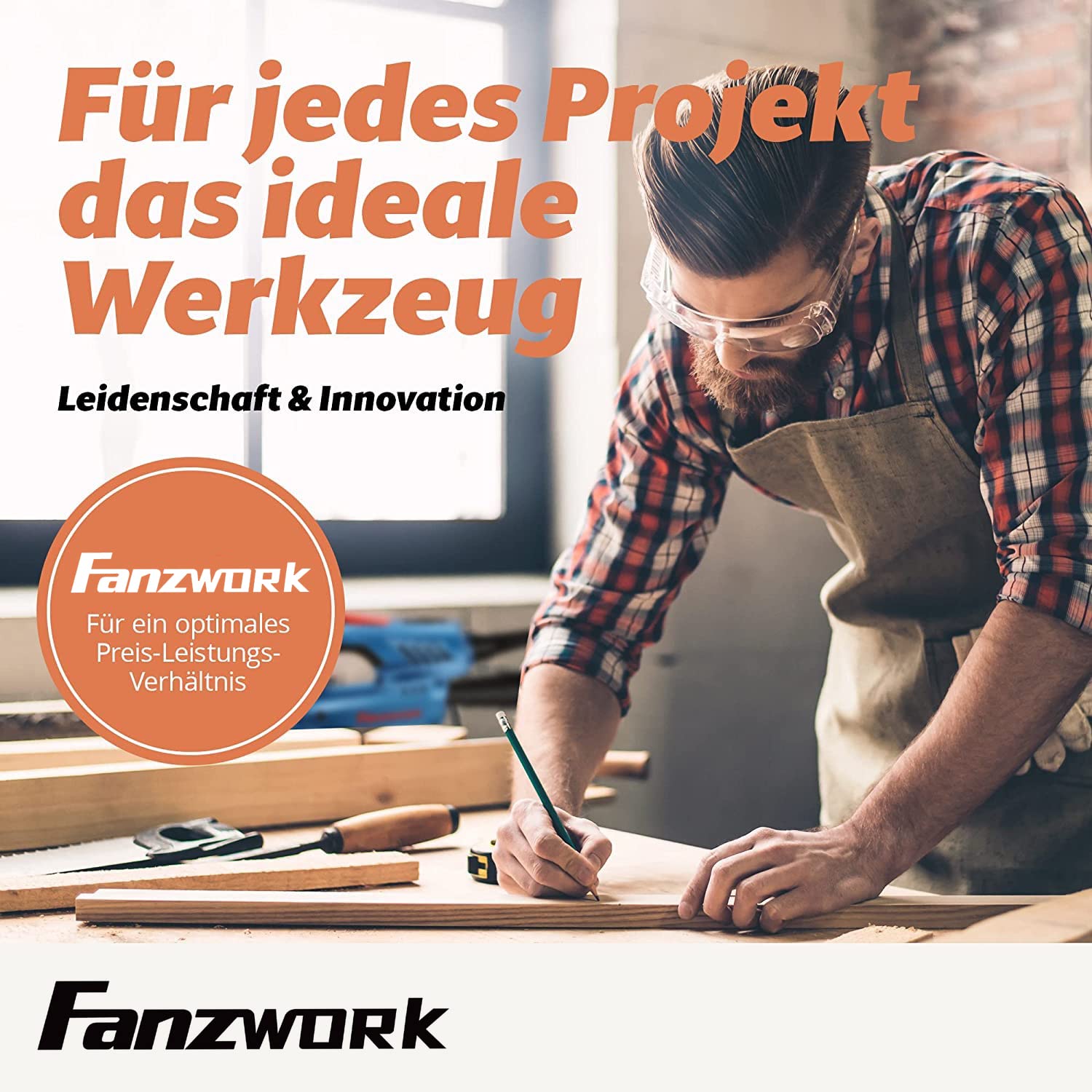 FANZWORK Betonschleifer Betonfräse Sanierungsfräse Set mit Diamantschleiftopf und Absaughaube, mit Drehzahlregelung (1500W/125mm+)
