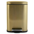 Spirella - Badezimmer Mülleimer mit Fußpedal Modell Akira - Hochwertiger Edelstahl - Leise Schließfunktion Easy-Close - Gebürstetes Gold - 5L - Badaccessoires