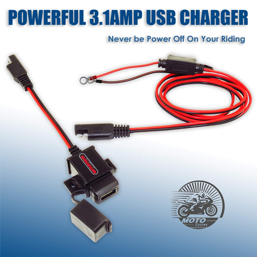 MOTOPOWER MP0609A 3,1 Amp Motorrad USB-Ladegerät Kit für Telefon, GPS oder Sportkamera