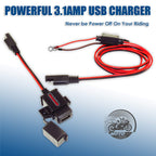 MOTOPOWER MP0609A 3,1 Amp Motorrad USB-Ladegerät Kit für Telefon, GPS oder Sportkamera