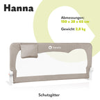 Lionelo Hanna Bettgitter Rausfallschutz 150 cm x 66 cm, zusammenklappbar um 180 Grad, luftiges Netz, einfache Montage, Standsafe-Blockade, SecureBelt, stabile Konstruktion