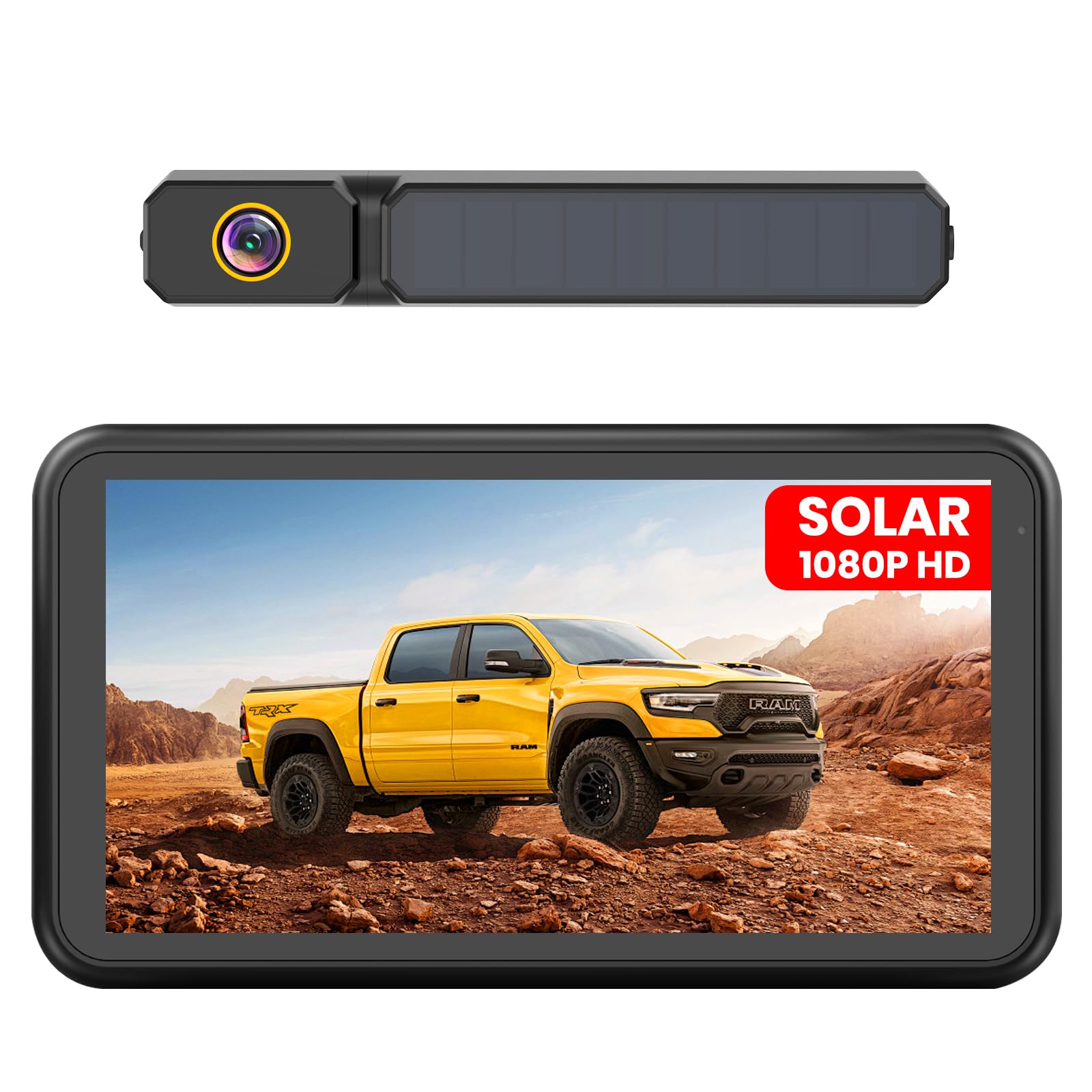 Foxpark Solar Rückfahrkamera Kabellos:Zwei-Minuten-Schnellinstallation & HD 1080P mit 5 Zoll Monitor, Leistungsstarke Nachtsicht, IP69K Auto Wasserdicht Rückfahrkamera Funk Set für Wohnmobil, LKW